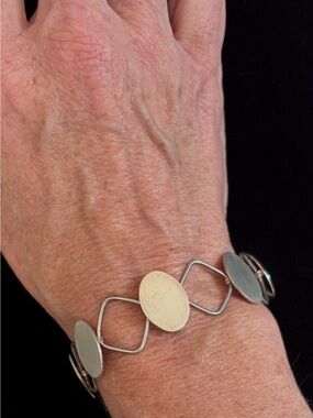 Modernest Sterling Silver Bracelet Oval Links Handmade Artesian 7” 13g Unique